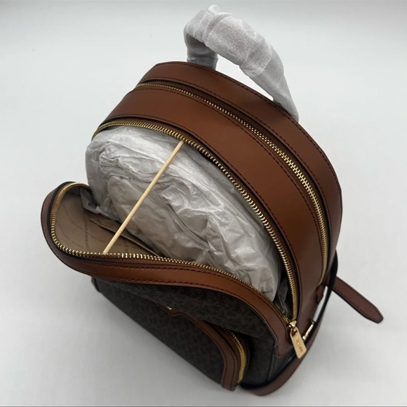 Michael Kors Medium Jaycee Zip Packet Backpack &Double Zip Wallet Wristlet Brown - Picture 9 of 16